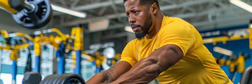 A male personal trainer leading an online or in-Studio personal training session